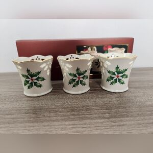 Lenox Holiday Pierced Votives Collection 3 Piece Set